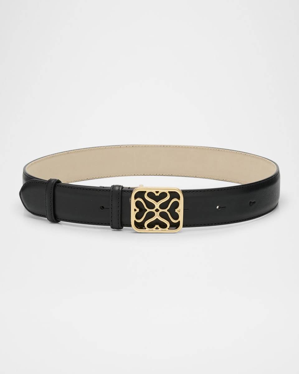 Monogram Wide Leather Buckle Belt